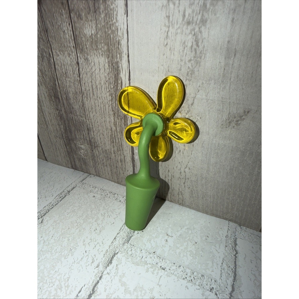 Vtg 80s Style Kate Aspen Blooming Yellow Daisy Flower Bottle Stopper‎ Green